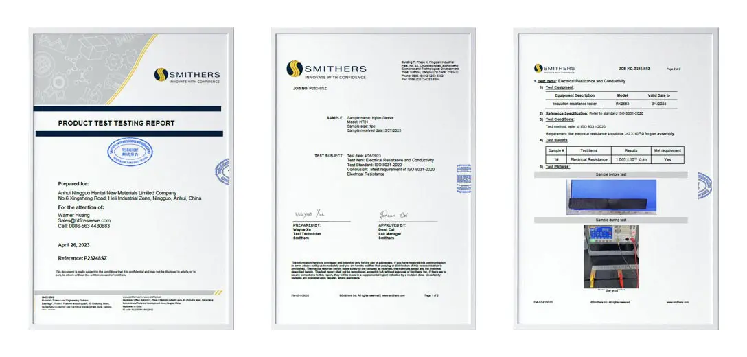 Hantai Nylon Sleeve ISO 8031 Certification Certificate